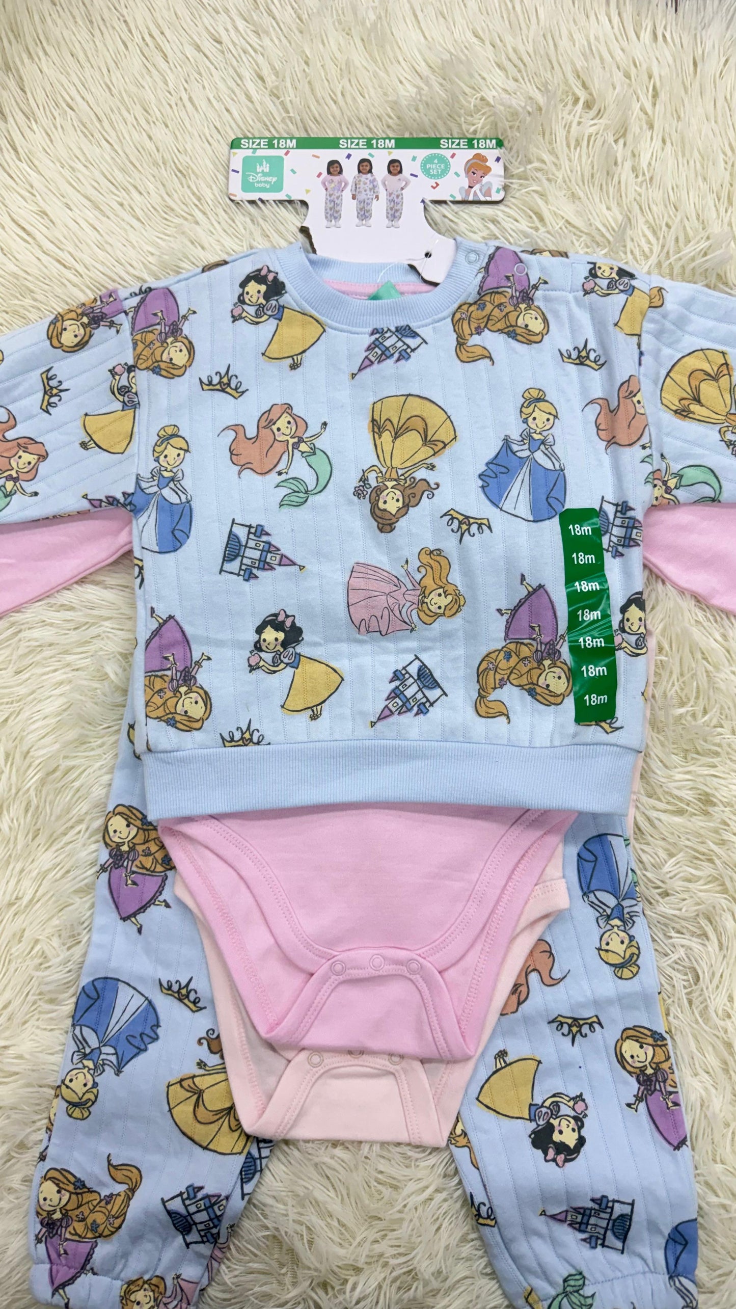 Conjunto 3 Piezas Bebé Disney Princesas 18M