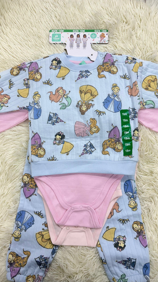 Conjunto 3 Piezas Bebé Disney Princesas 18M