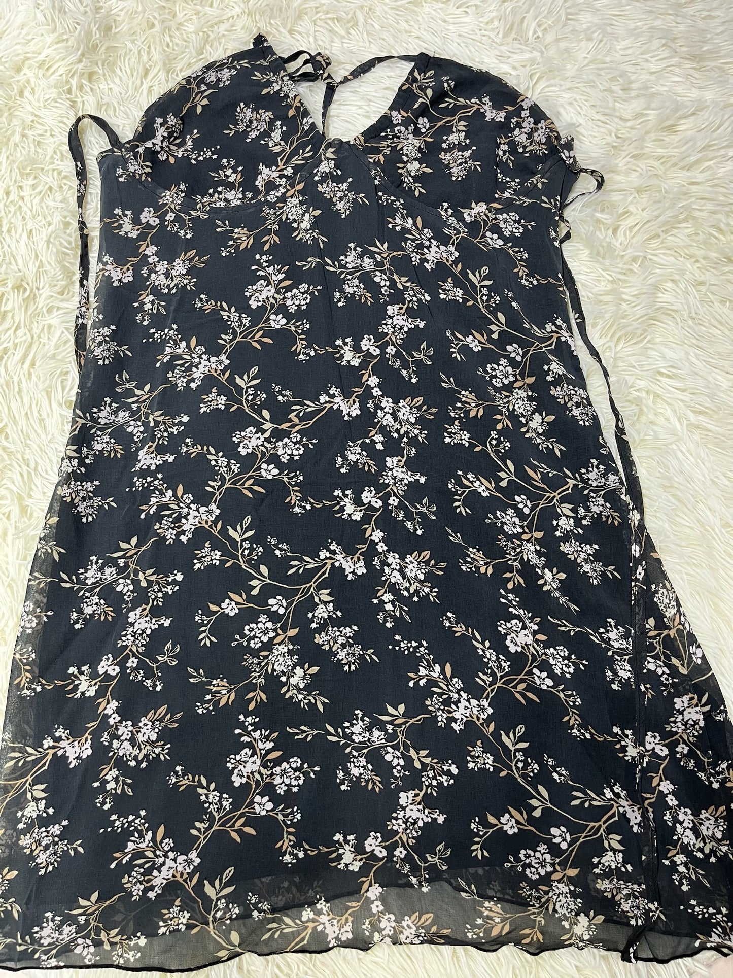 Vestido azul floreado M Forever 21