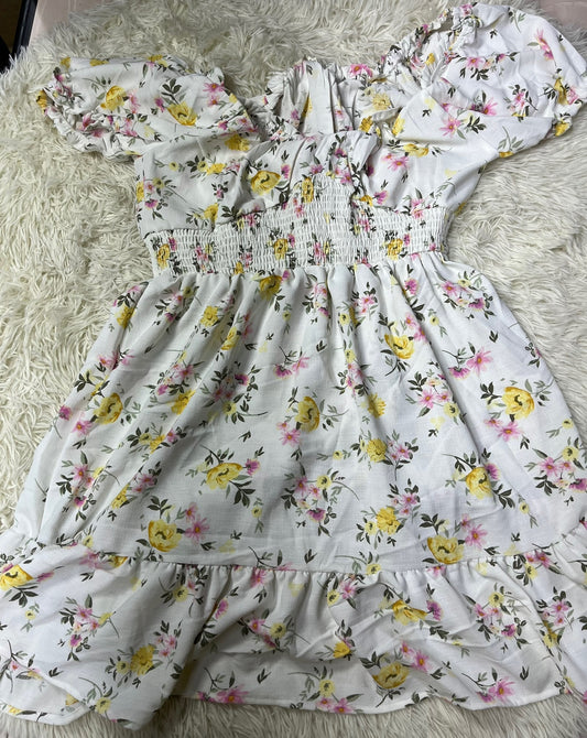 Vestido blanco flores L Forever 21