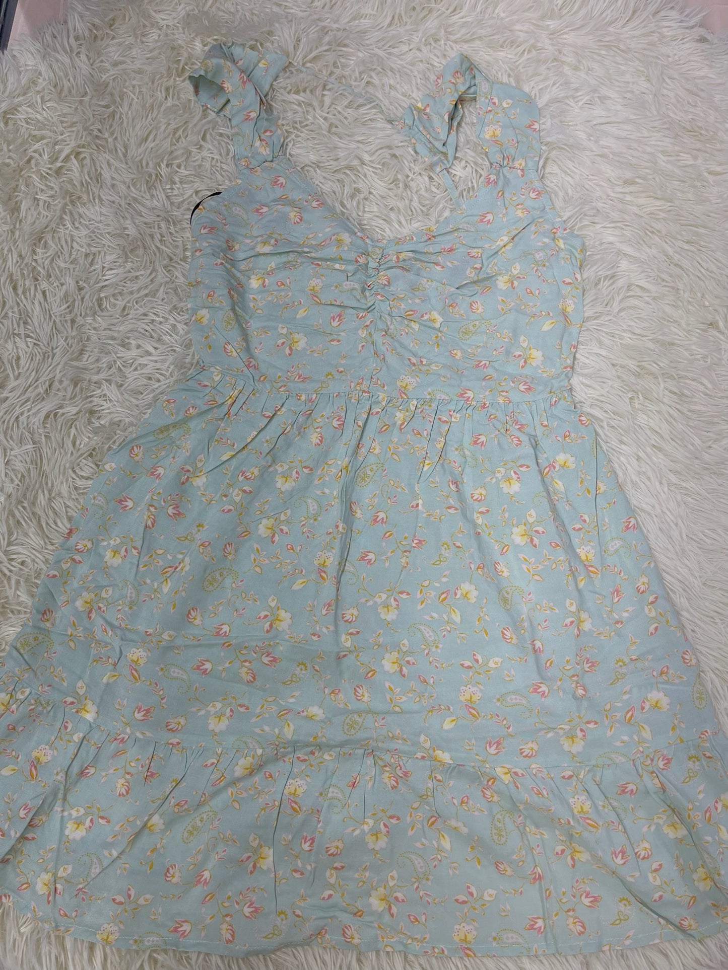 Vestido azul floreado S Forever 21