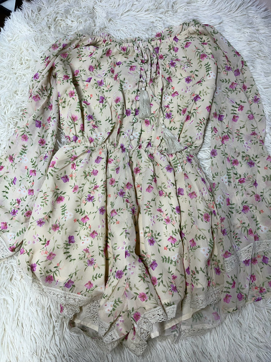 Vestido blanco floreado S Forever 21