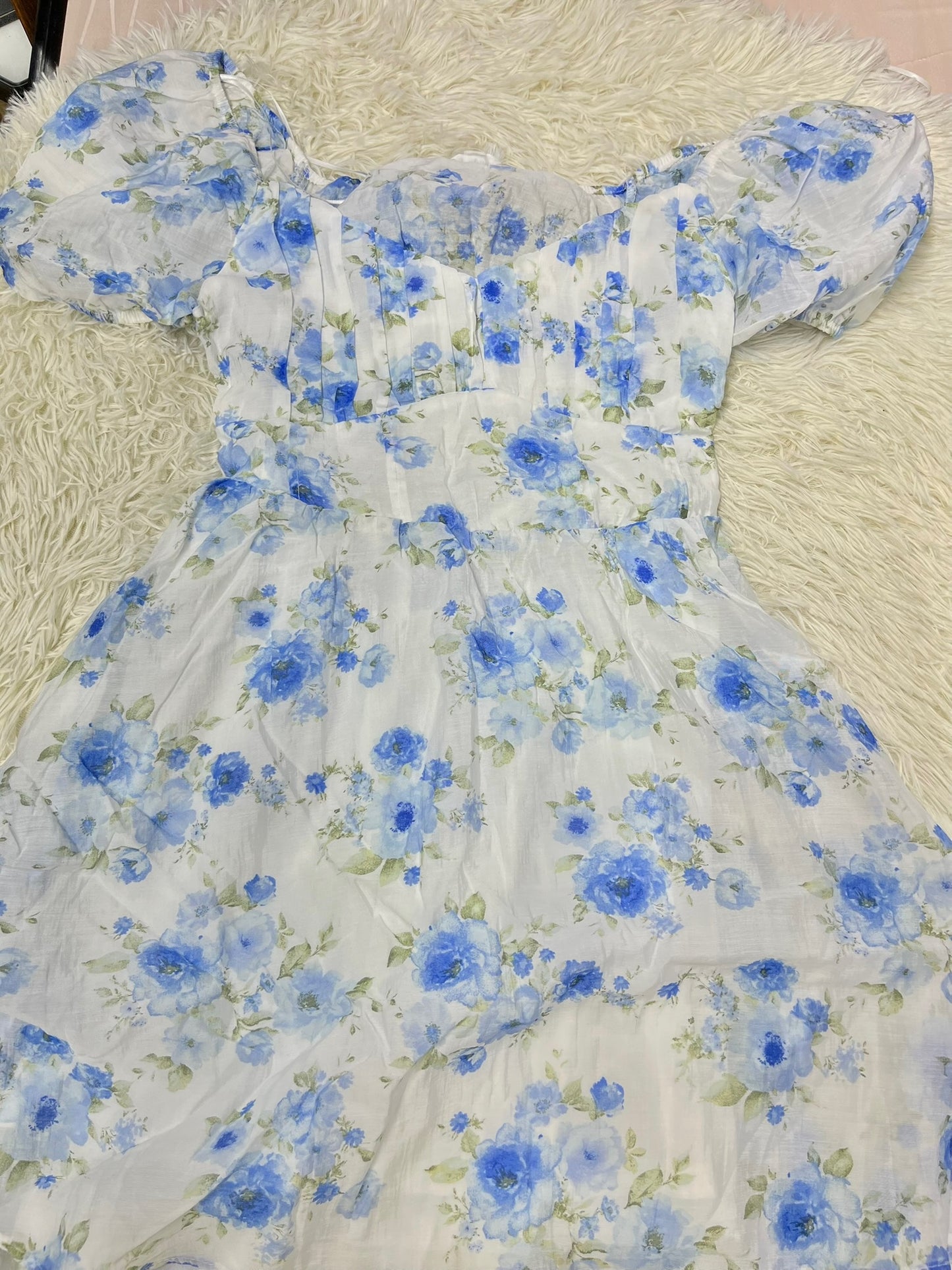 Vestido blanco floreado  L Blu pepper