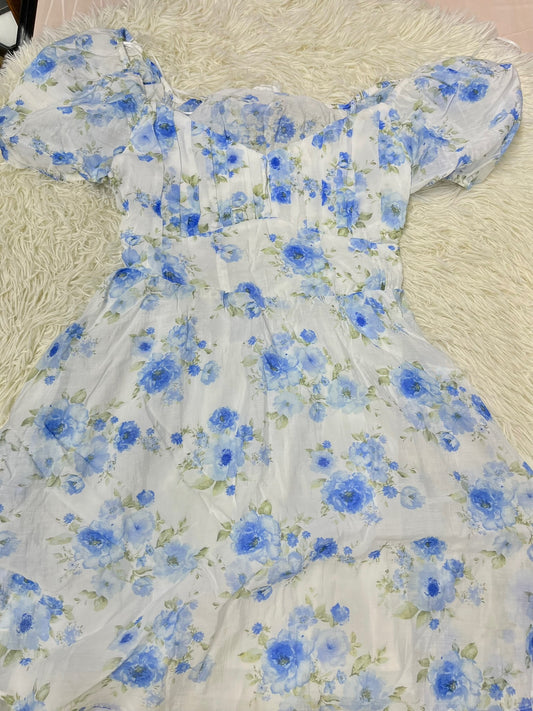 Vestido blanco floreado  L Blu pepper