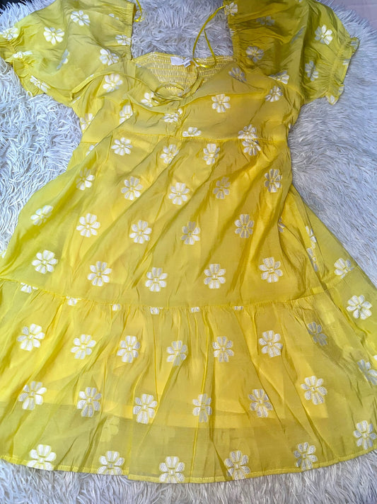Vestido amarillo floreado M Dee Ely