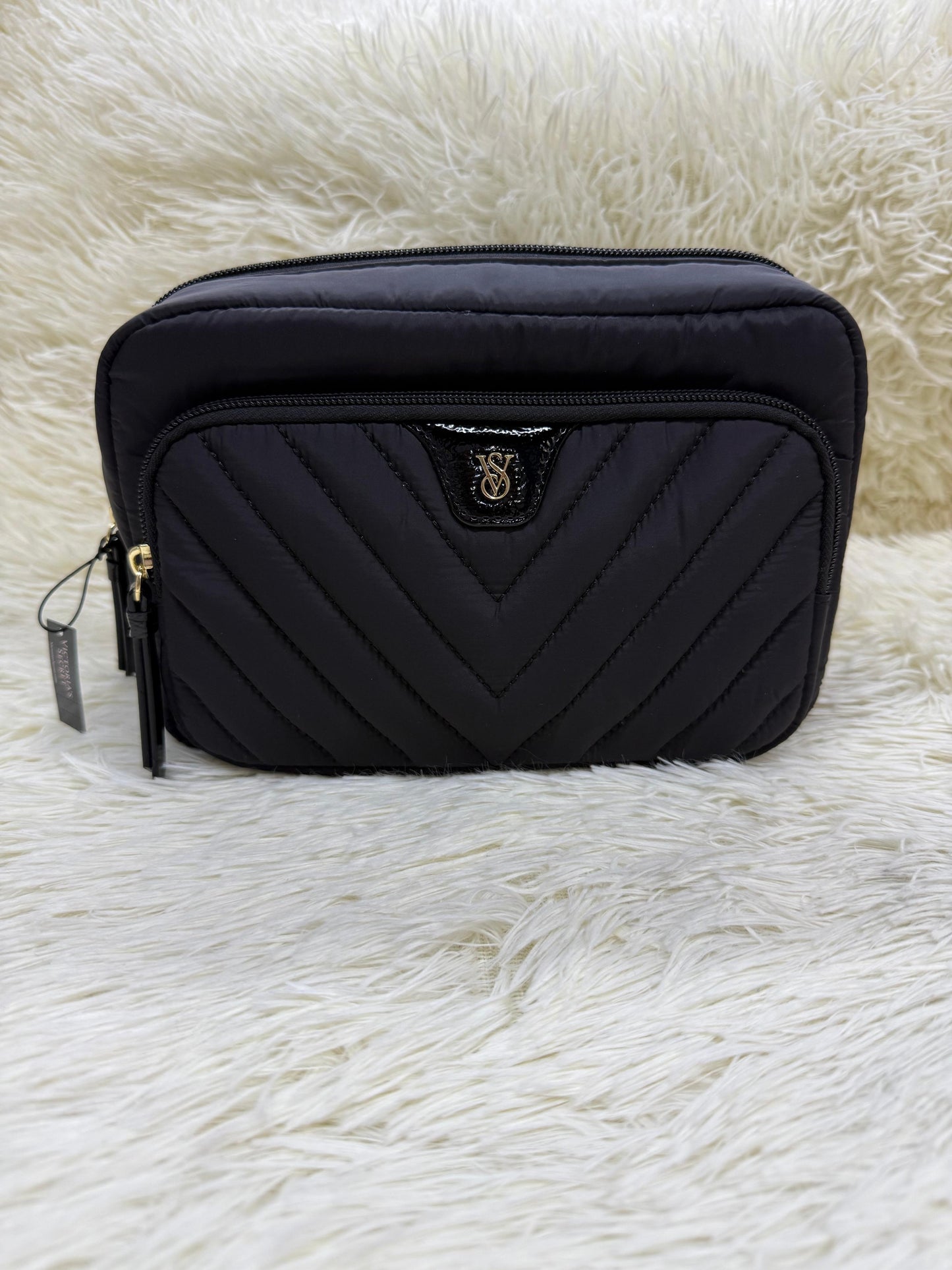 Cosmetiquera negra doble cierre Victoria secret