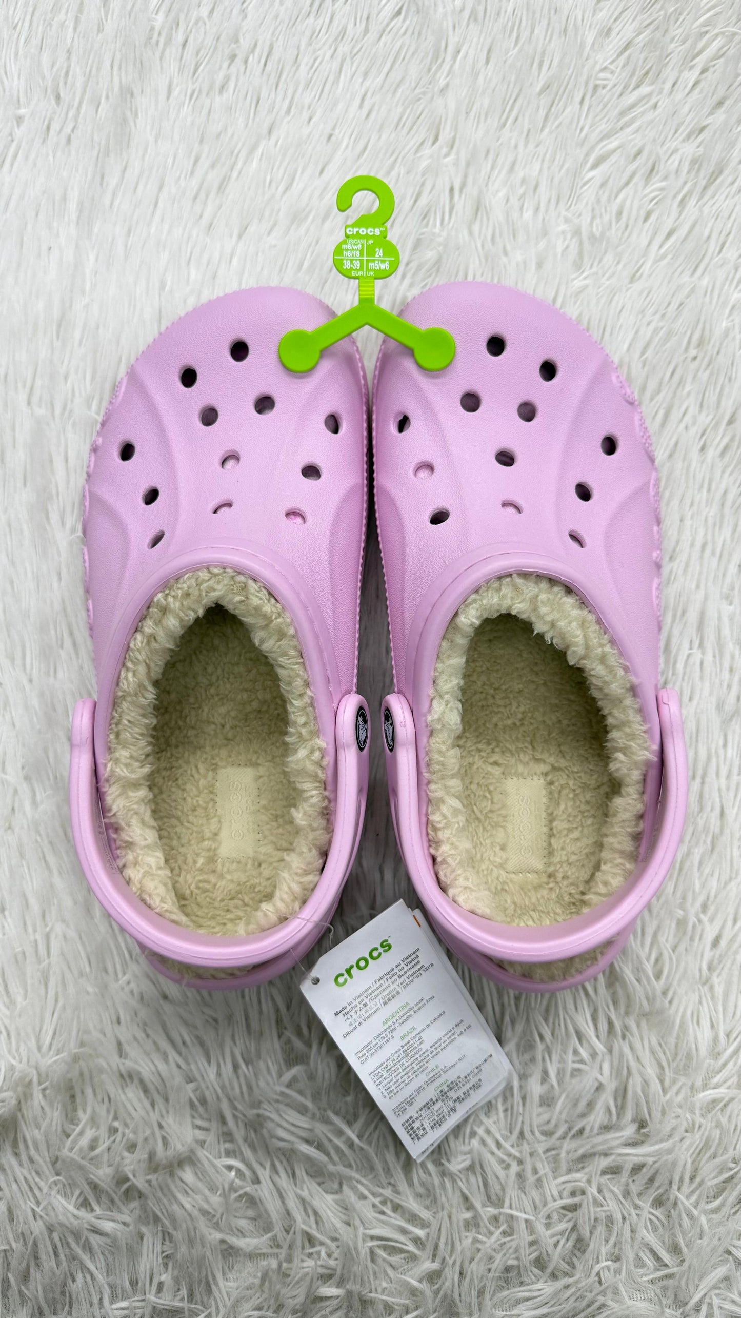 Crocs rosas afelpadas 25